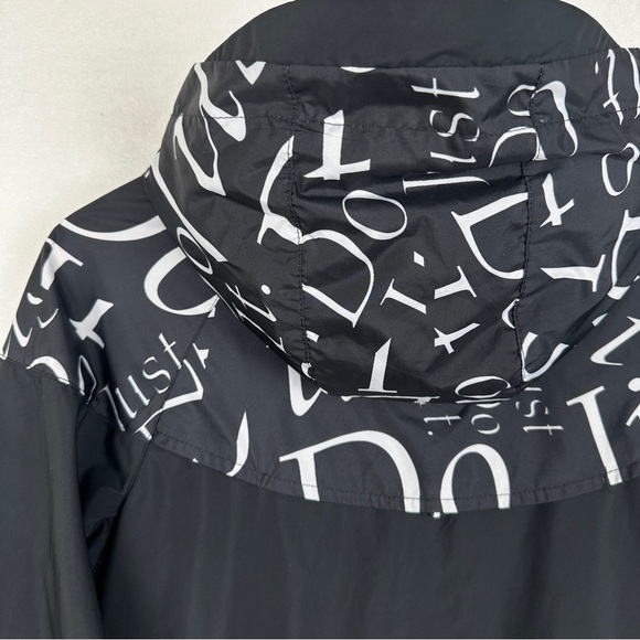 Nike Windrunner Jacket Just Do It Full Zip Hood Black White Logo Print Youth L - Picture 6 of 16